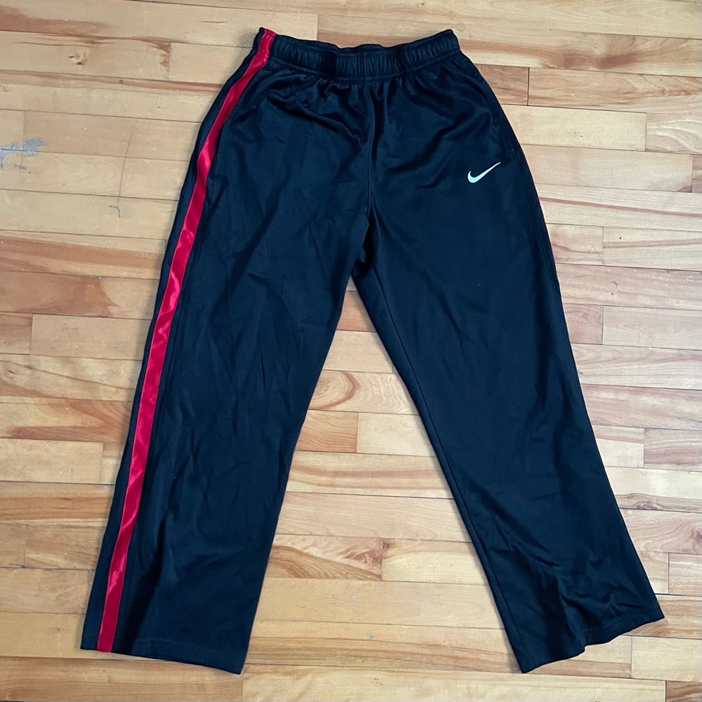 Nike Track Pants Black and Red Stripe